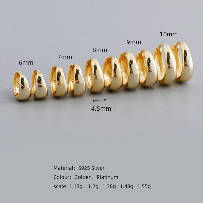 Small Wide Hoop Earring -  925 Sterling Silver