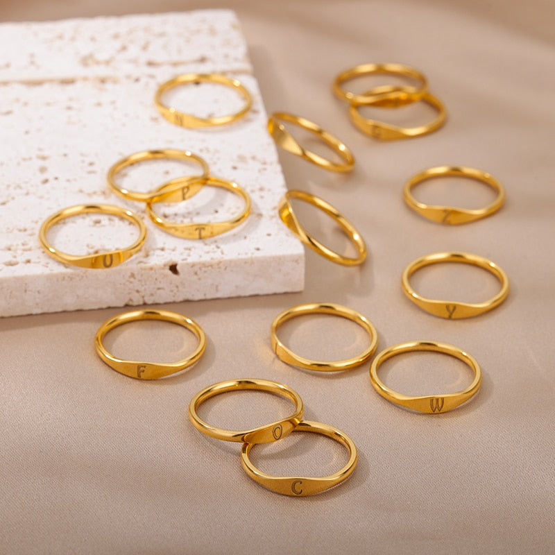 Minimalist Initial Letter Ring