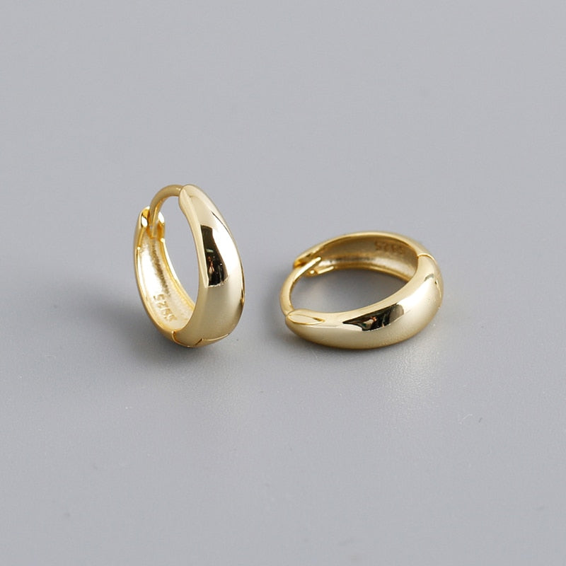 Small Wide Hoop Earring -  925 Sterling Silver