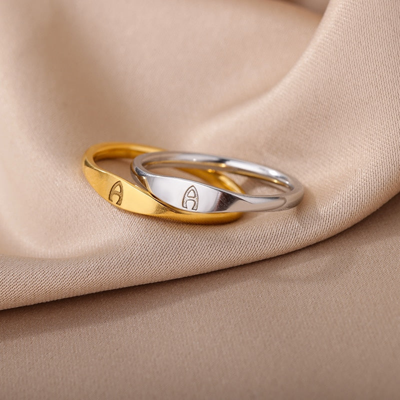 Minimalist Initial Letter Ring
