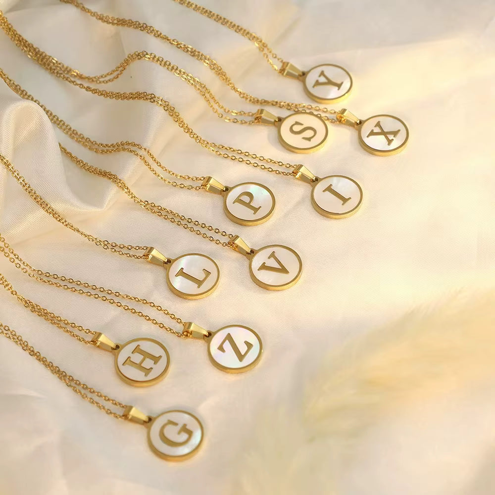 Initial Letter Oval Necklace