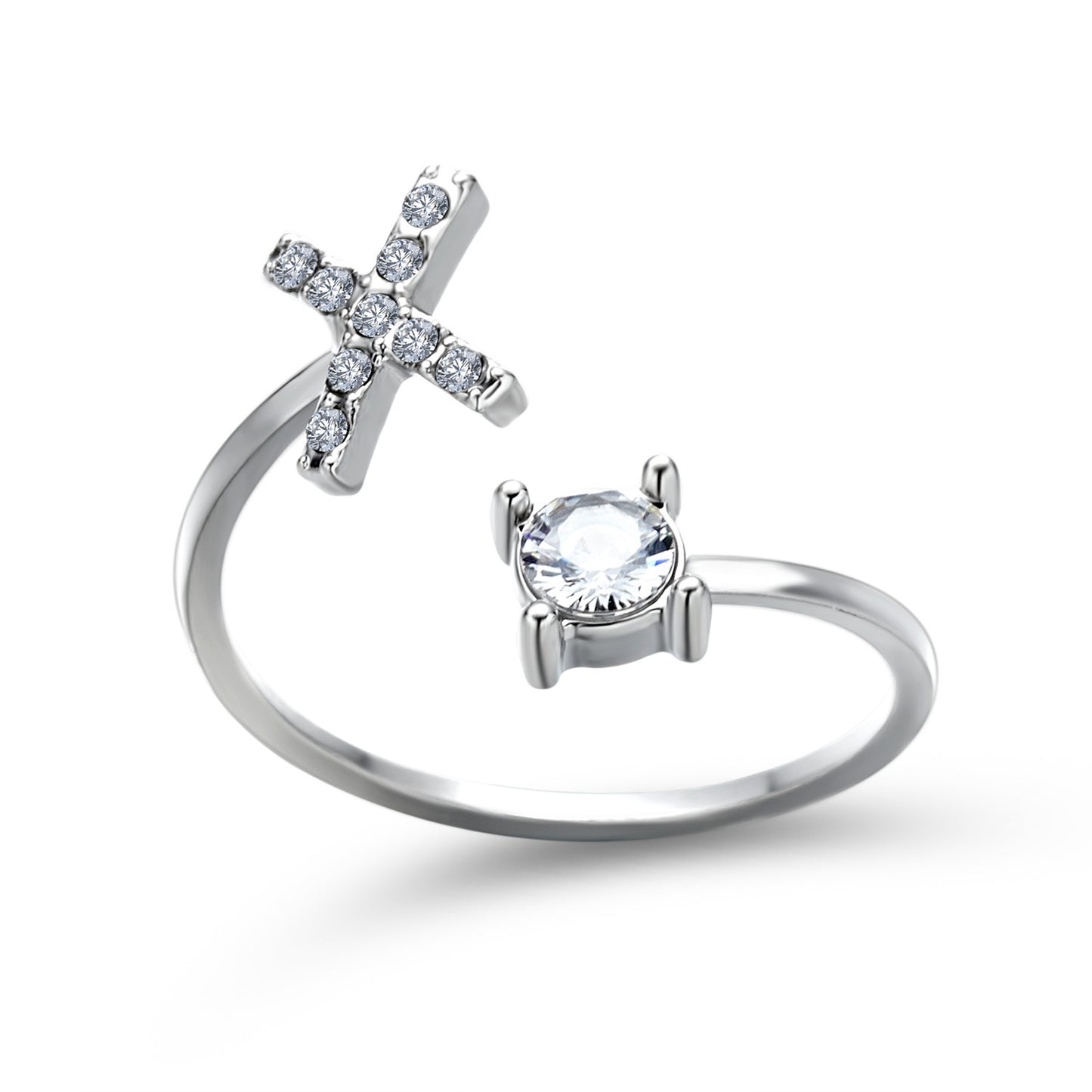 Anillo ajustable con letra inicial - plata