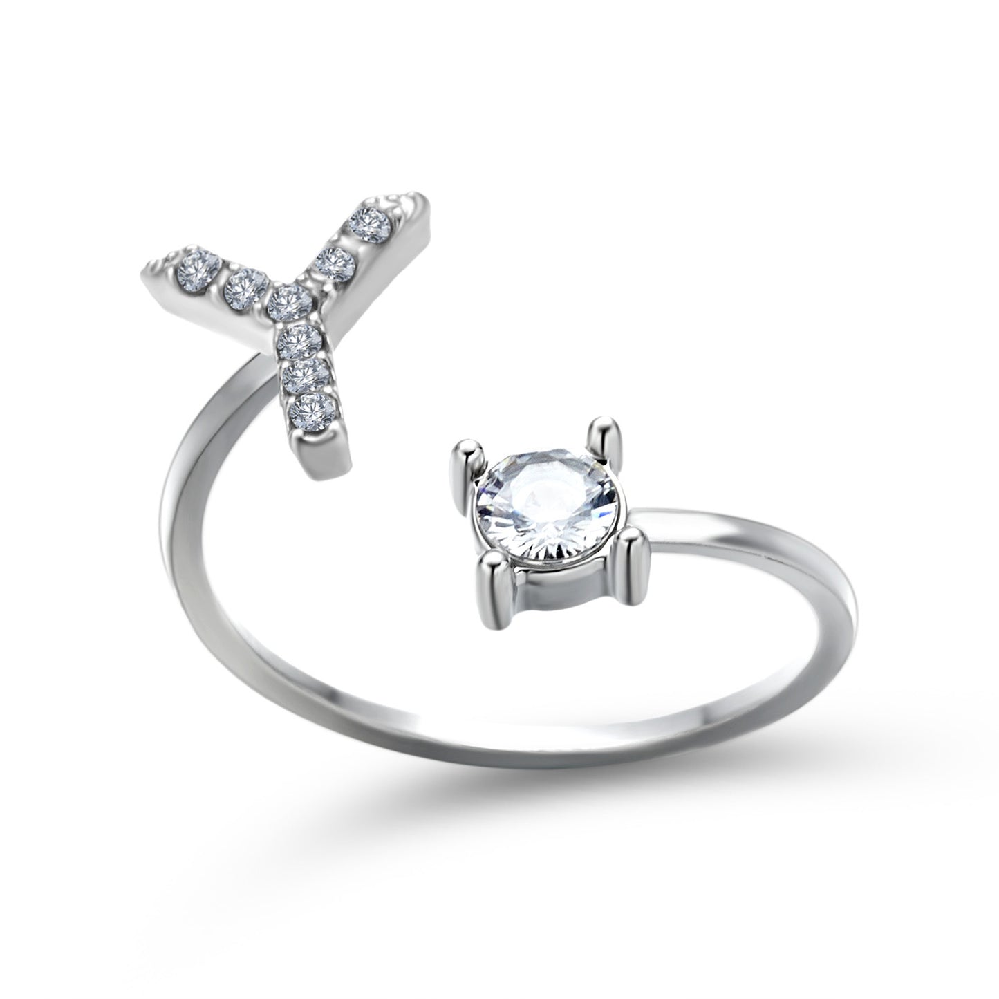 Anillo ajustable con letra inicial - plata