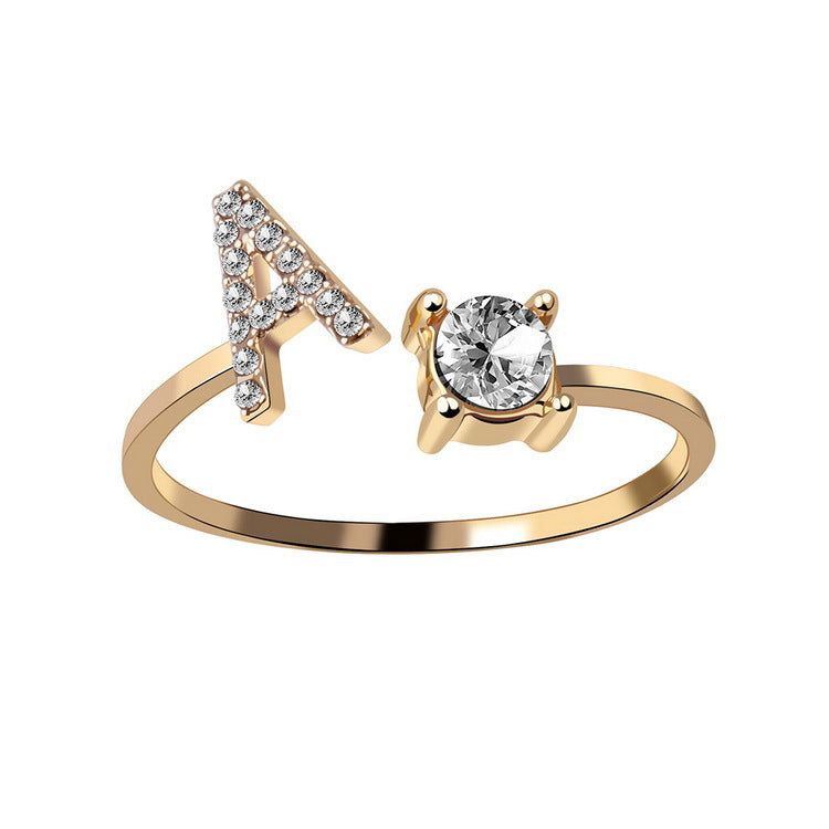 Anillo ajustable con letra inicial - oro