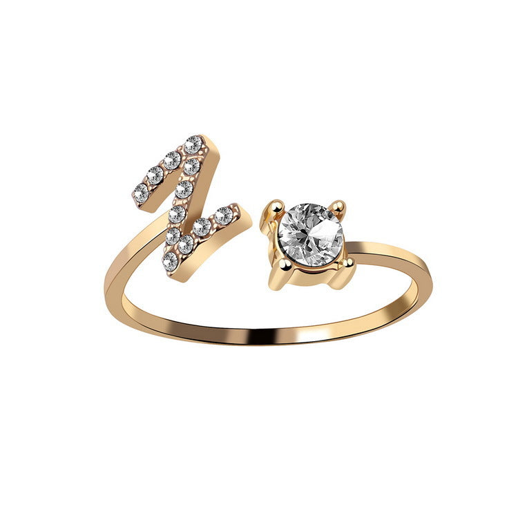 Anillo ajustable con letra inicial - oro
