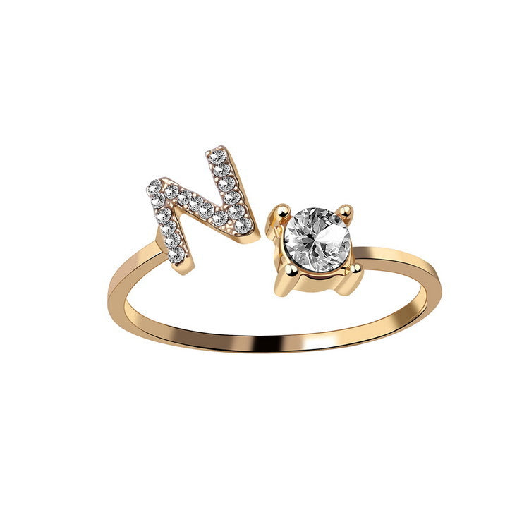Anillo ajustable con letra inicial - oro