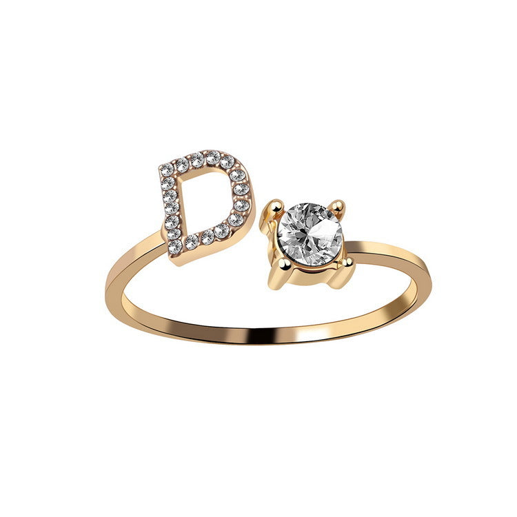 Anillo ajustable con letra inicial - oro