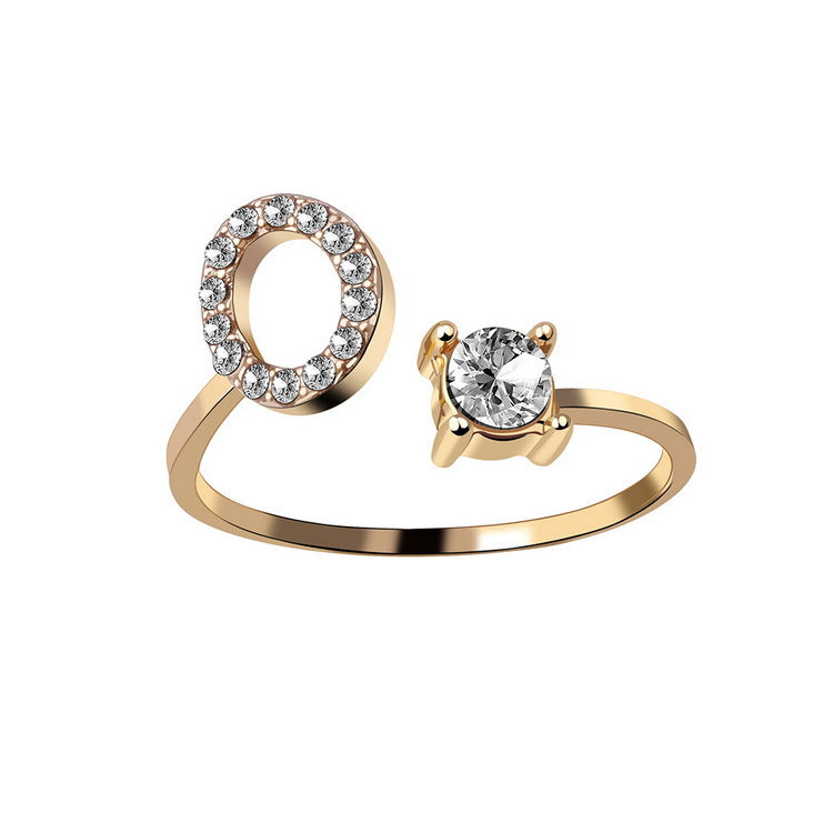 Anillo ajustable con letra inicial - oro