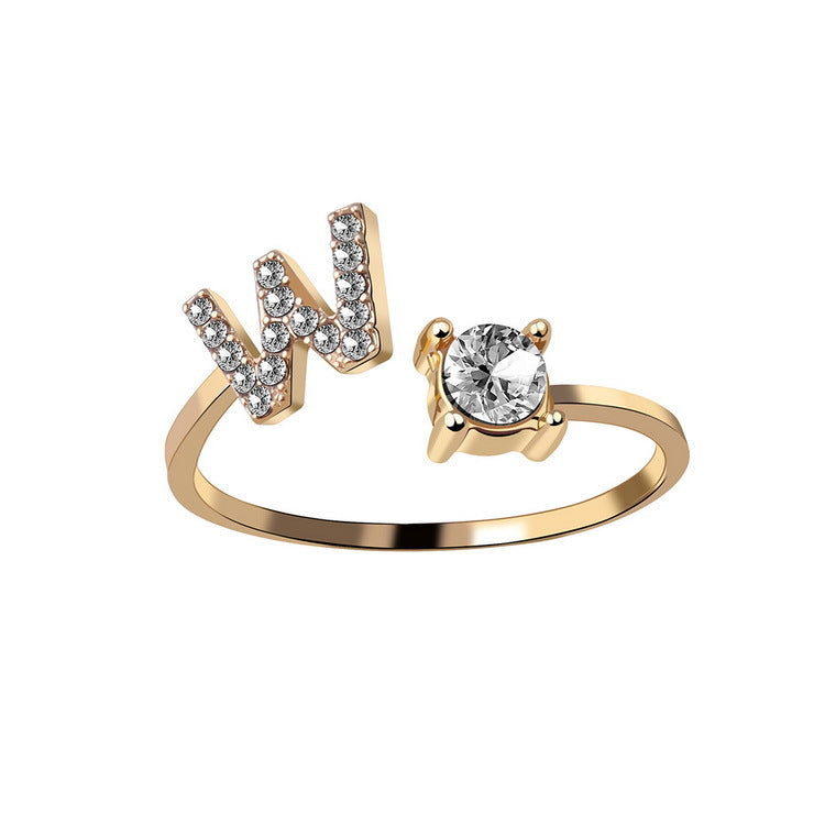 Anillo ajustable con letra inicial - oro