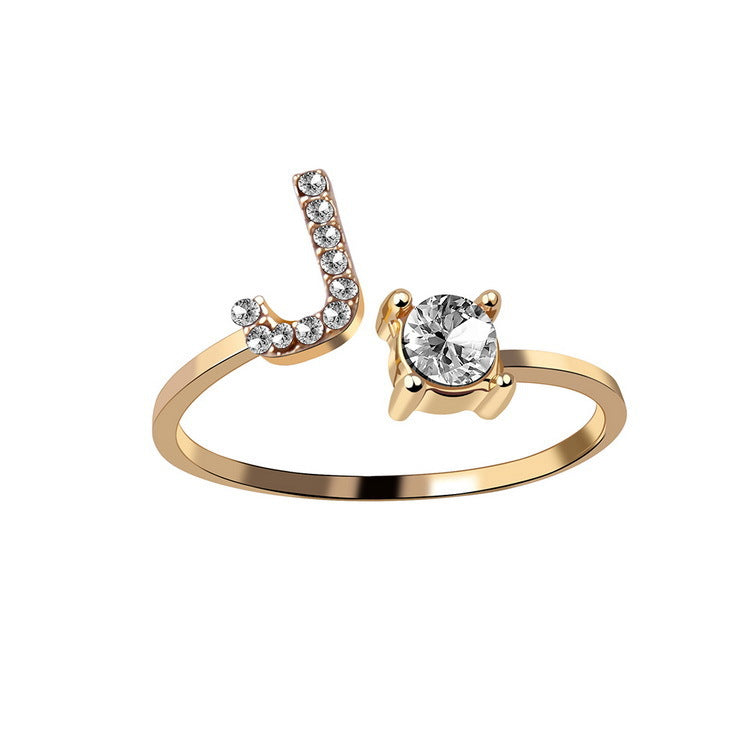 Anillo ajustable con letra inicial - oro