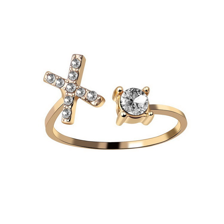 Anillo ajustable con letra inicial - oro