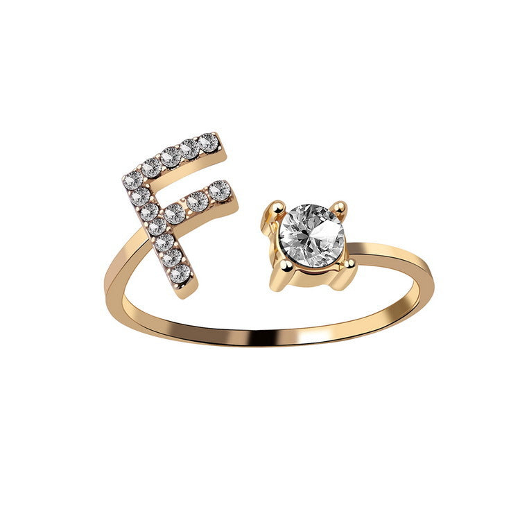 Anillo ajustable con letra inicial - oro