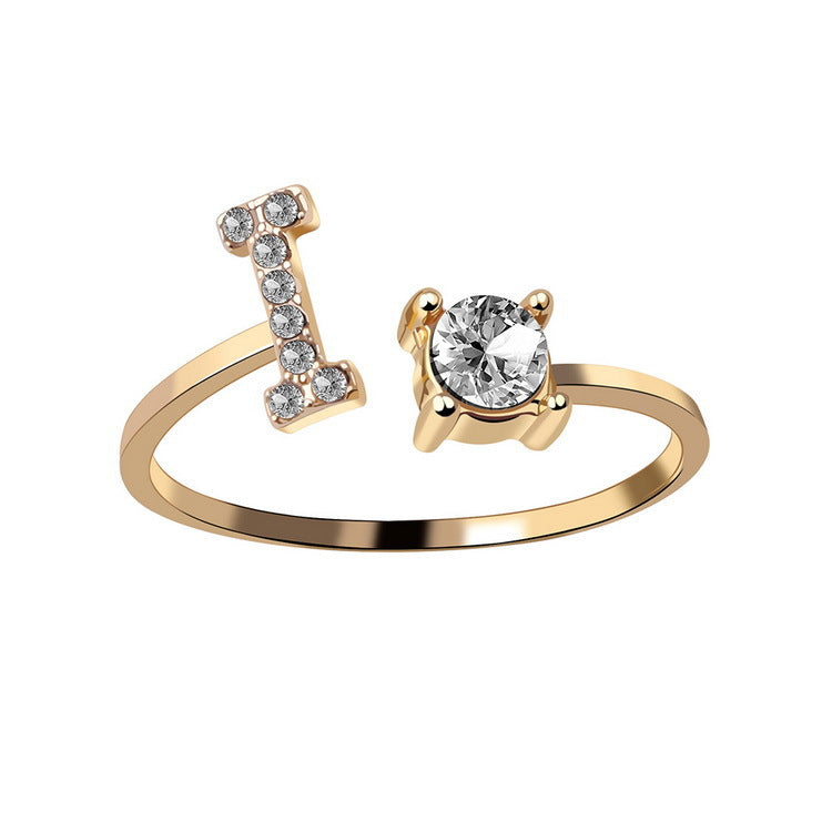 Anillo ajustable con letra inicial - oro