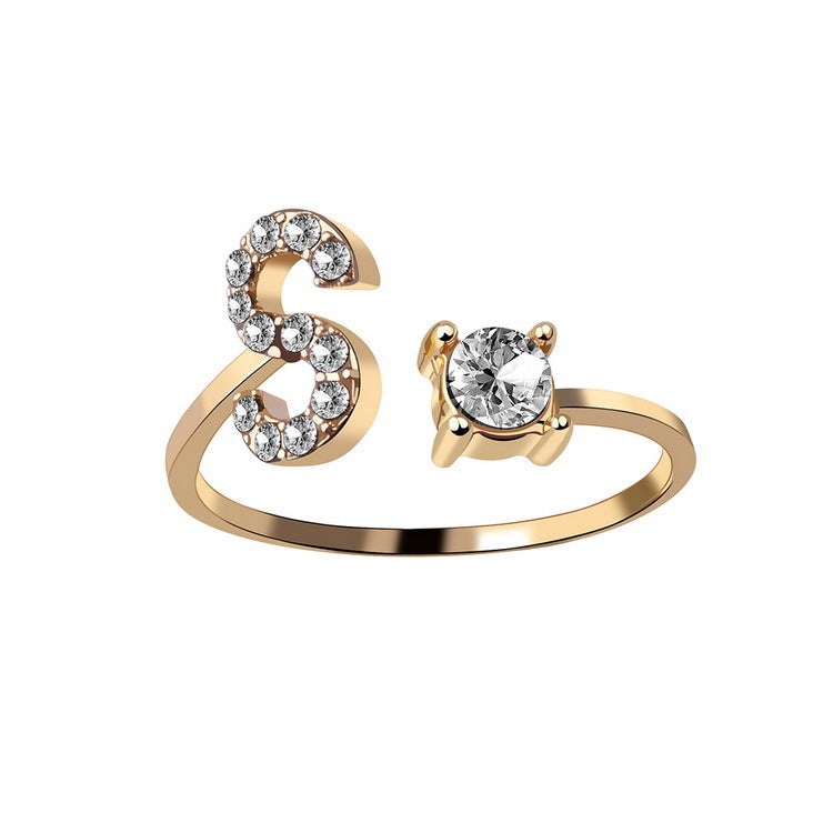 Anillo ajustable con letra inicial - oro