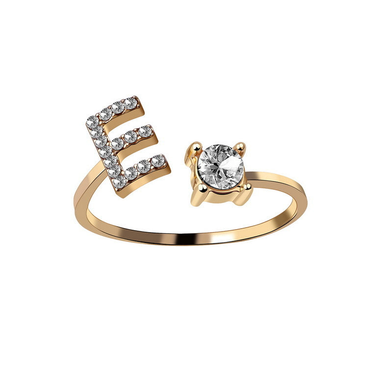 Anillo ajustable con letra inicial - oro