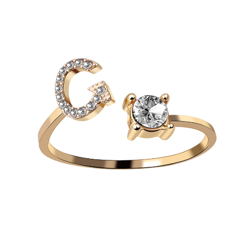 Anillo ajustable con letra inicial - oro