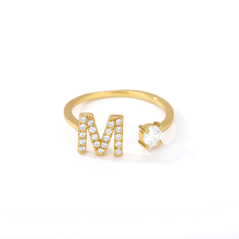 Anillo ajustable con letra inicial - oro