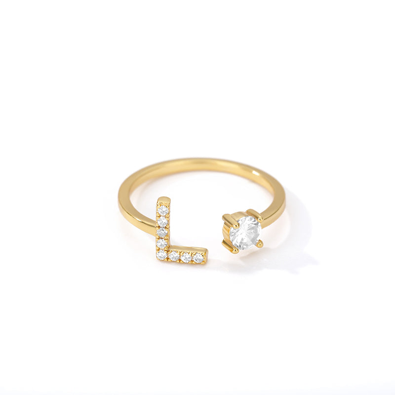 Anillo ajustable con letra inicial - oro