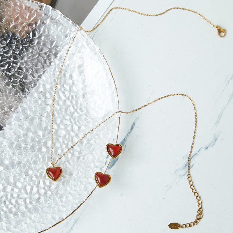 Collier à Cœur en Cornaline