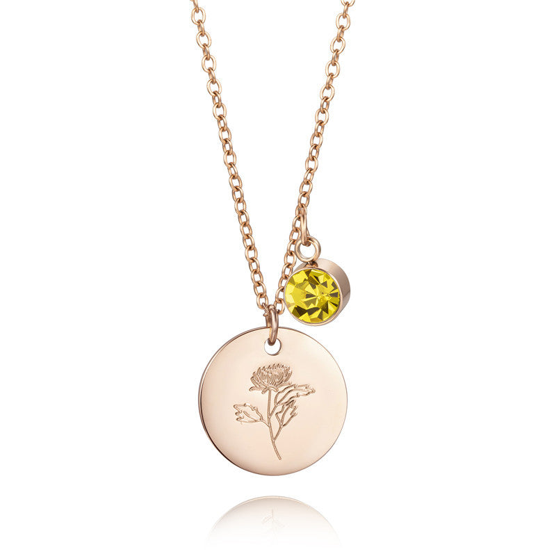 Collier Fleur et Pierre de naissance