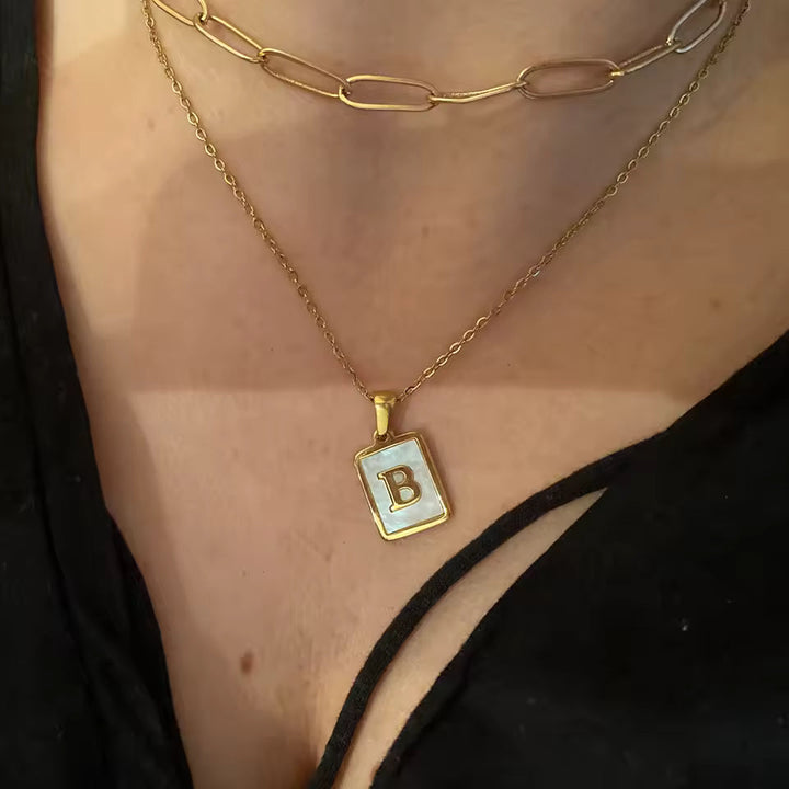 Initial Letter Squared Necklace