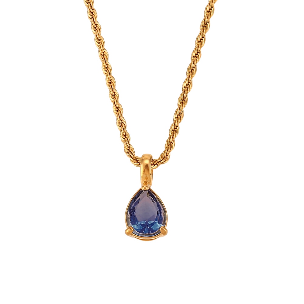 Waterdrop Birthstone Rope Chain Necklace