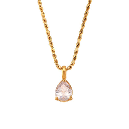 Waterdrop Birthstone Rope Chain Necklace