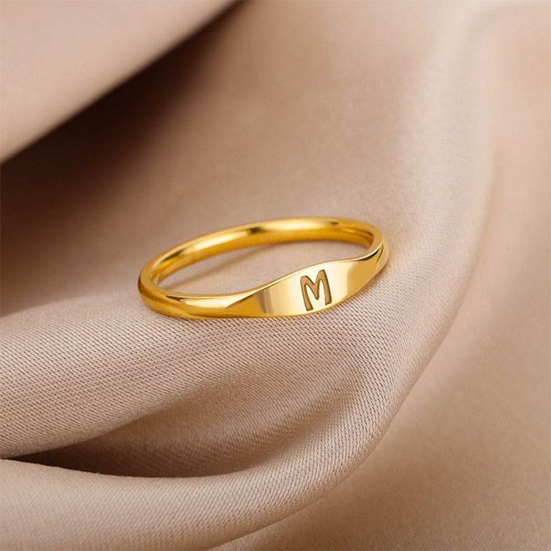 Minimalist Initial Letter Ring