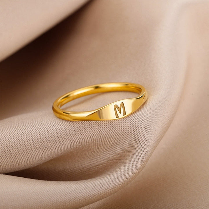 Minimalist Initial Letter Ring