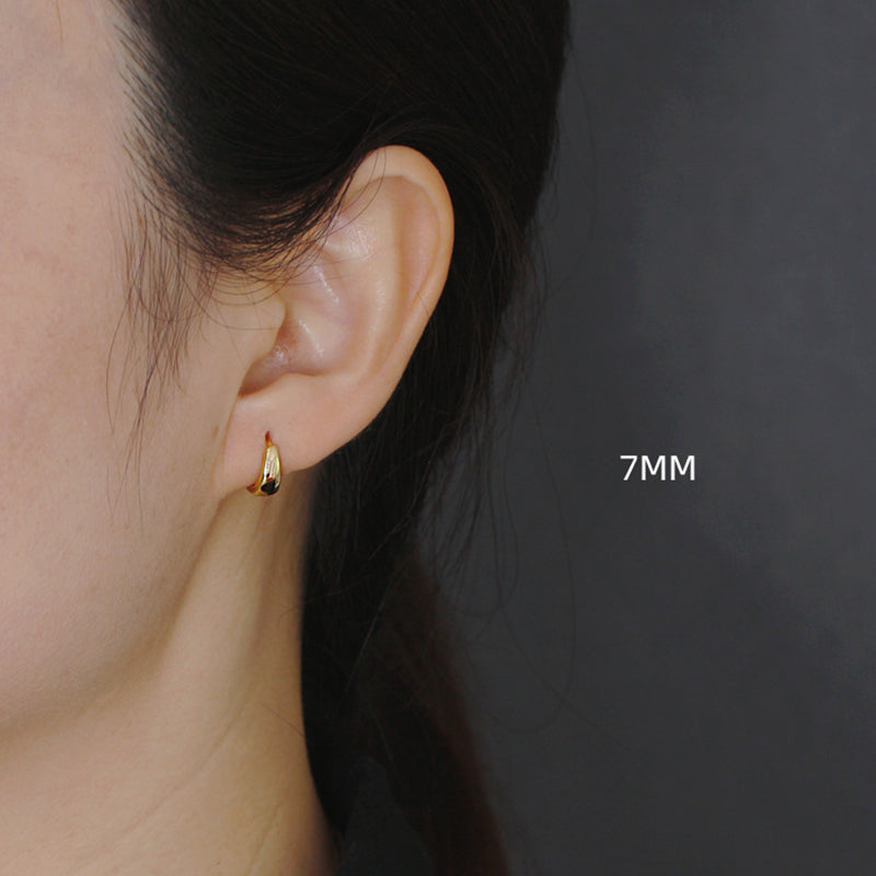 Small Wide Hoop Earring -  925 Sterling Silver