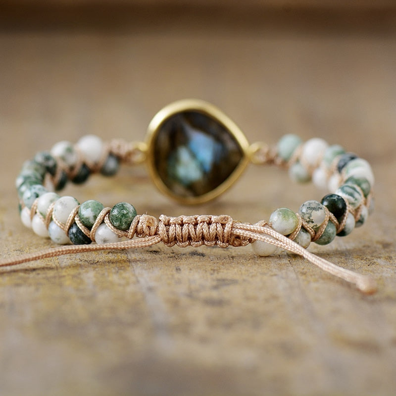 Bracelet Tressé Labradorite & Hématite