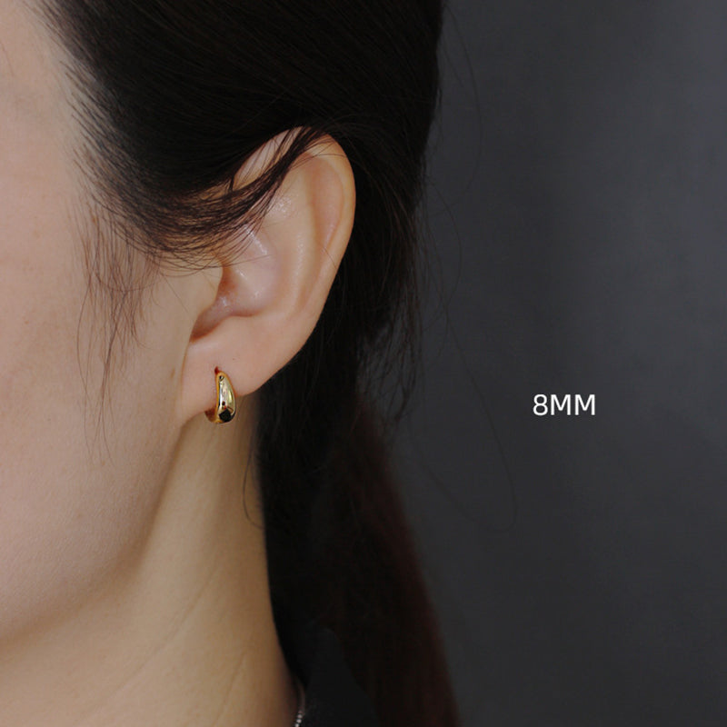 Small Wide Hoop Earring -  925 Sterling Silver