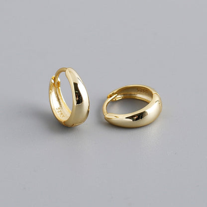 Small Wide Hoop Earring -  925 Sterling Silver