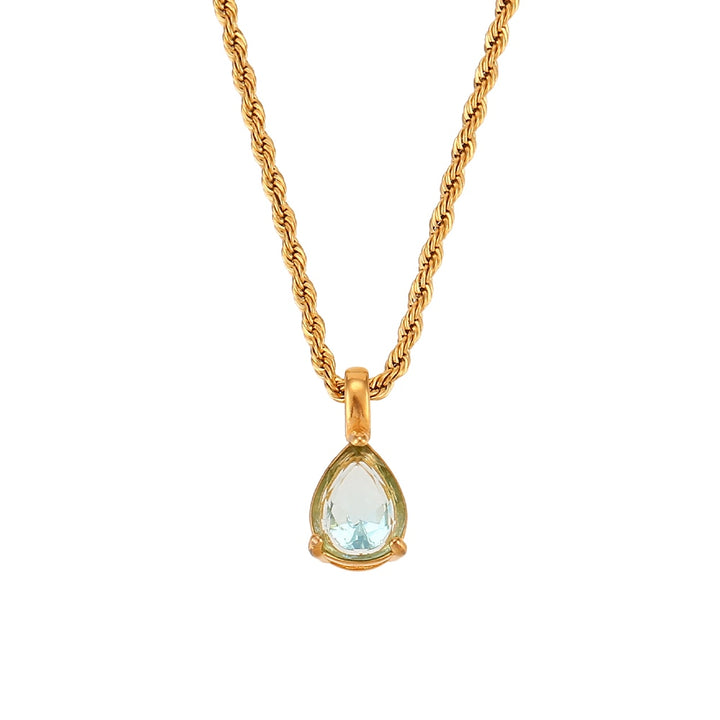 Waterdrop Birthstone Rope Chain Necklace