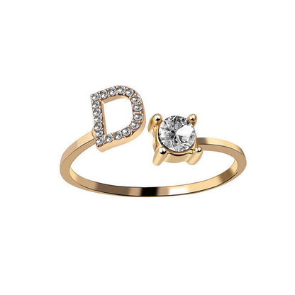 Anillo ajustable con letra inicial - oro