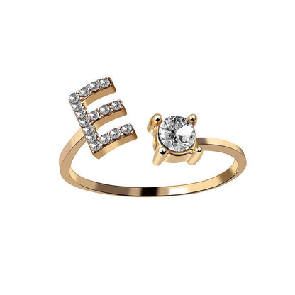 Anillo ajustable con letra inicial - oro