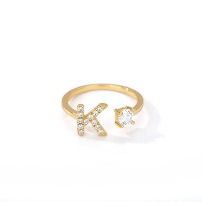Anillo ajustable con letra inicial - oro