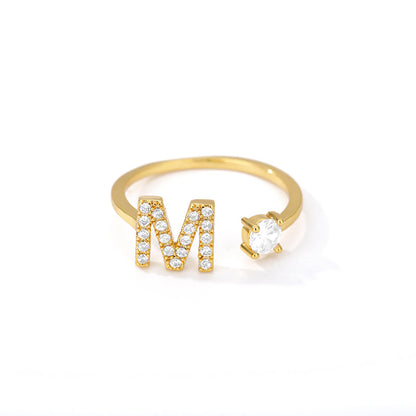 Anillo ajustable con letra inicial - oro