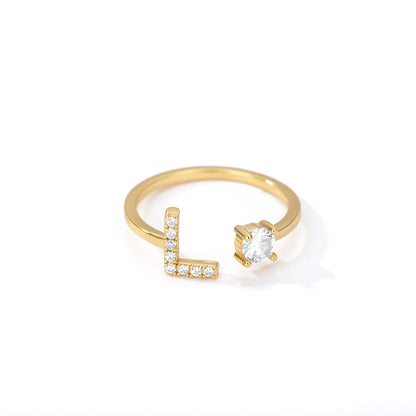 Anillo ajustable con letra inicial - oro