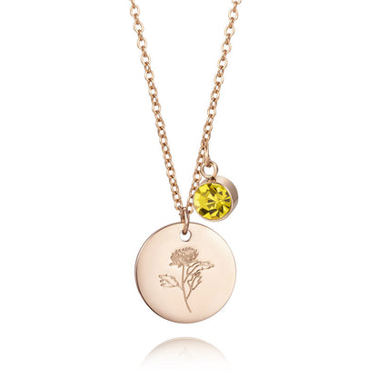 Collier Fleur et Pierre de naissance