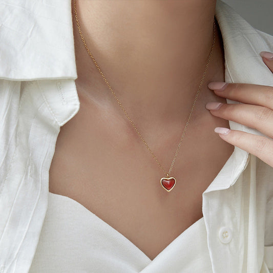 Collier à Cœur en Cornaline